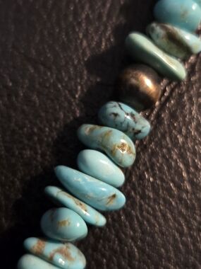 Navajo Natural Turquoise Heishi & Leather Necklace with Fringe Dangles
